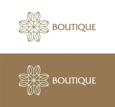 Boutique logo icon vector template with flower Stock Illustration