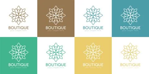 Boutique logo icon vector template with flower Stock Illustration