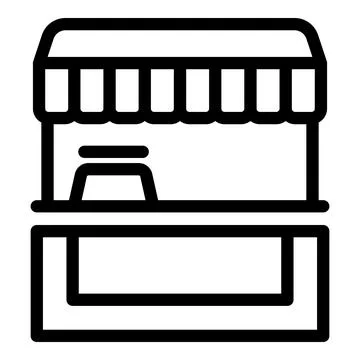 Boutique stand icon outline vector. Shopping grocery cart Ilustración de archivo