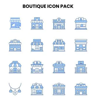 Boutique Two Colour Bundle Icons Pack 스톡 일러스트