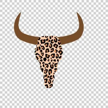 Bovine Skull With Spotted Pattern horns spots silhouette Stock Illustration