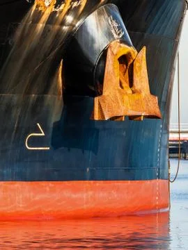 Bow anchor on ship Stock Photos