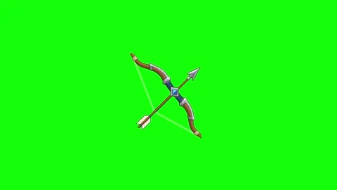 Bow and arrow animated archery weapon upgrade level in 4k green screen back.. Stock Footage 342538709
