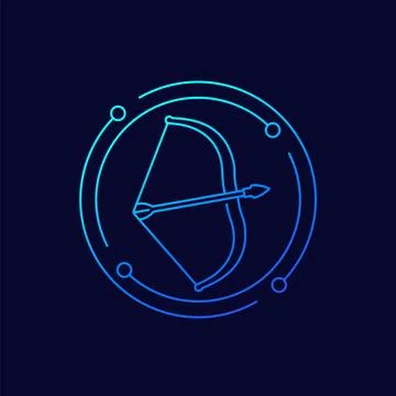 Bow and arrow, archery icon, line vector 스톡 일러스트