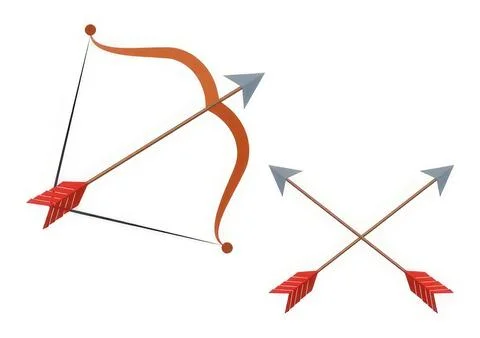 Bow and arrow with crossed arrows on white background Stock Illustration