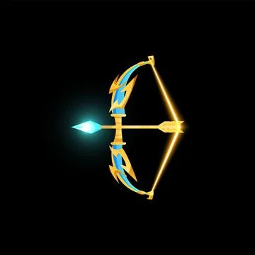 Bow and arrow, element for game design, vector illustration on black Illustrazione stock