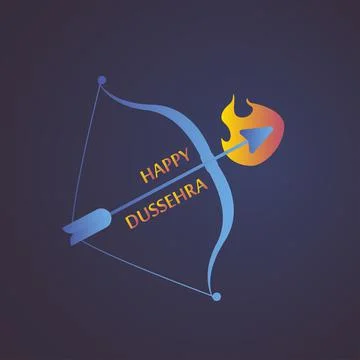 Bow and arrow in flames. Postcard for holiday in India. Happy Dussehra Stock Illustration