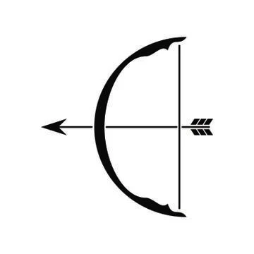 Bow and Arrow Flat Black and White Stock Illustration
