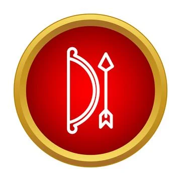 Bow and arrow icon for archery target aiming Stock Illustration