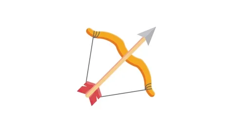 Bow and arrow icon displayed on a white background, symbolizing archery or .. Stock Footage 332540850