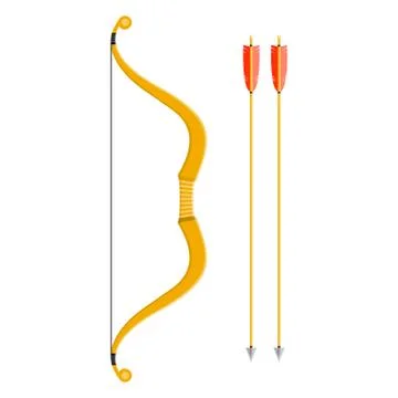 Bow and arrow icon in flat style isolated on white background Stock Illustration