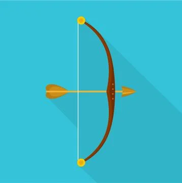 Bow and arrow icon, flat style 스톡 일러스트