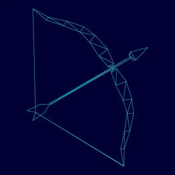 Bow and arrow low poly triangulation triangulated polygonal electric cyan b.. Stock Illustration