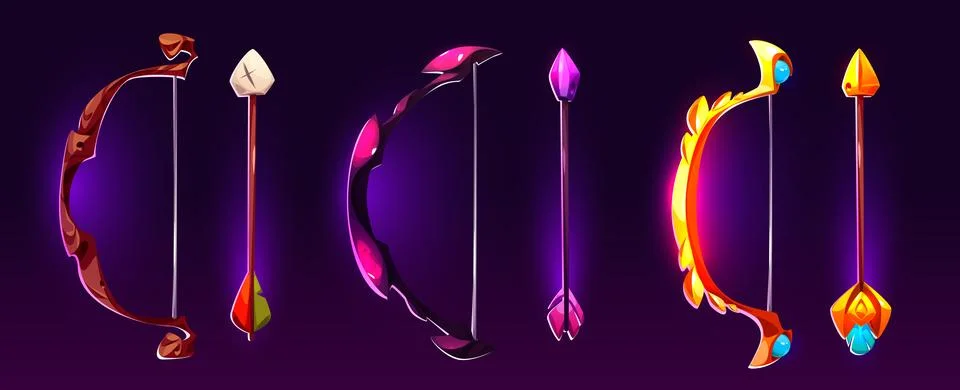 Bow and arrow with magic powers Stock Illustration