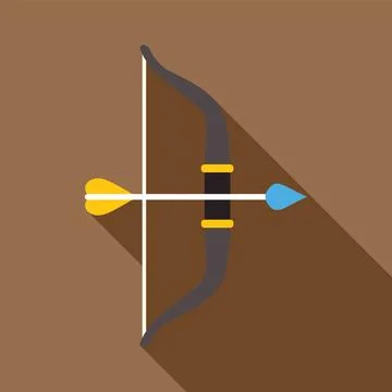 Bow and arrow pointing upwards, representing archery and hunting Stock Illustration