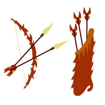 Bow and arrow. Taut bowstring. 스톡 일러스트