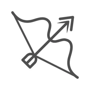 Bow and arrow weapon over white background line style icon Ilustración de archivo