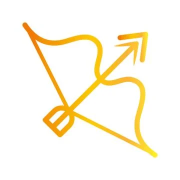 Bow and arrow weapon over white background gradient style icon Ilustración de archivo