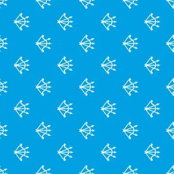 Bow and arrows equipment pattern vector seamless blue Stock Illustration