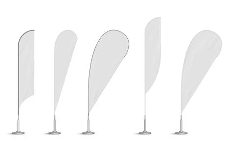 Bow and feather beach flags, blank curved banners Stock Illustration
