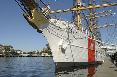 Bow and figurehead of the USCG Eagle, a three-masted sailing barque with 21,3 Stock-Fotos