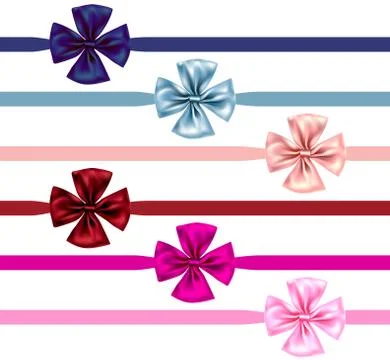 Bow and ribbon set Stock Illustration