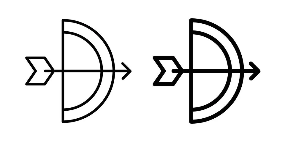 Bow arrow icon. Outline, flat icons Stock Illustration