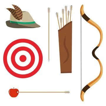Bow, arrows and a target Stock Illustration