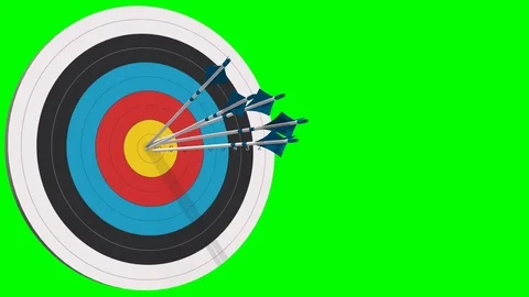 Bow arrows fly on the target - bow arrows hit the target - green screen 스톡 동영상 79061308