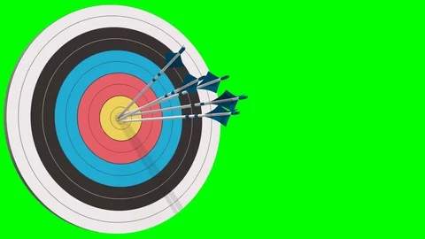 Bow arrows fly on the target - bow arrows hit the target - green screen Stock-Footage 79061314