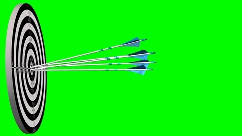 Bow arrows fly on the target - bow arrows hit the target - green screen 스톡 동영상 79061321