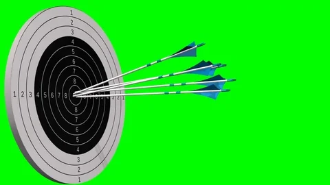 Bow arrows fly on the target - bow arrows hit the target - green screen 스톡 동영상 79061323