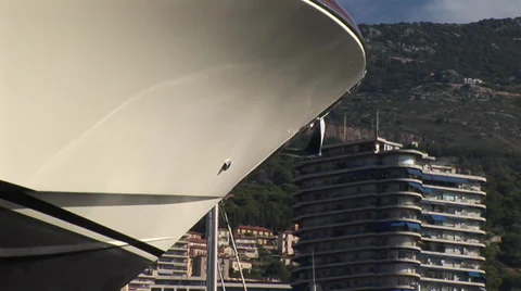 Bow of a boat and skyscraper Video stock 32042566