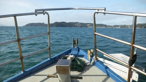 Bow of a Boat Stock Footage 111038581