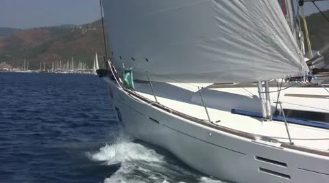 Bow of a boat racing Stock Footage 10747980