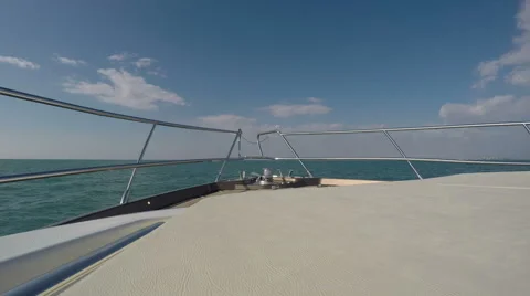 Bow of a boat, with view of the sunbathing area Stock Footage 62572468