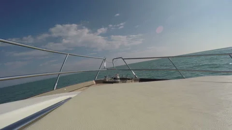 Bow of a boat, with view of the sunbathing area Stock Footage 62572787