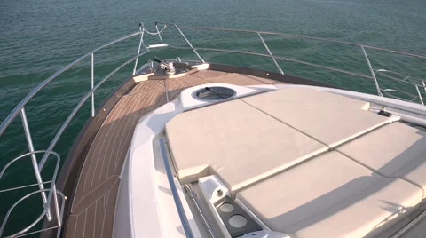 Bow of a boat, with view of the sunbathing area Stock Footage 62573043