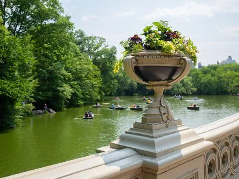 Bow Bridge flowers. Stock Photos