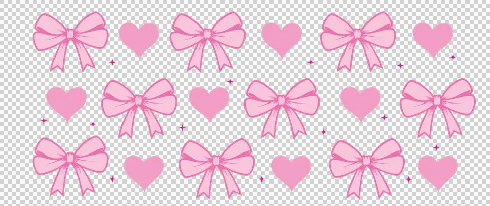 Bow Can Glass Wrap Pattern Of Black Bows repeating heart 库存插图