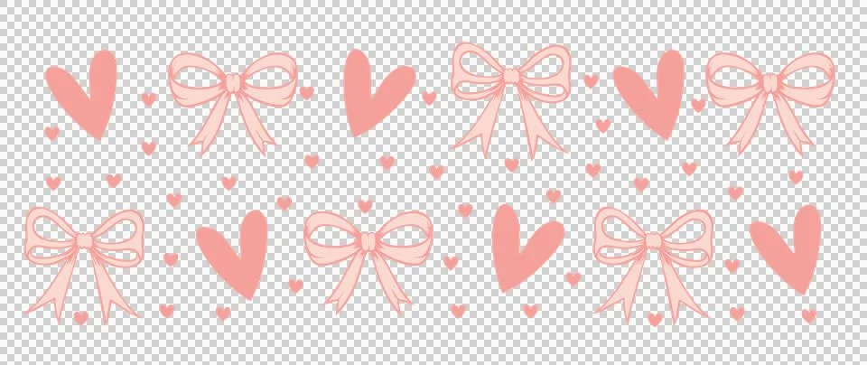 Bow Can Glass Wrap Pattern Of Black Bows and hearts white Stock Illustration