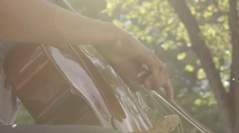 Bow of Cellist Playing Sunset Vídeos de archivo 51235245