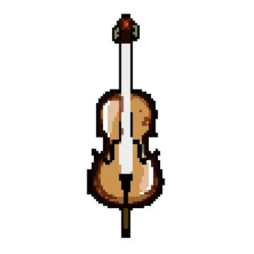Bow cello pixel art vector illustration Stock Illustration