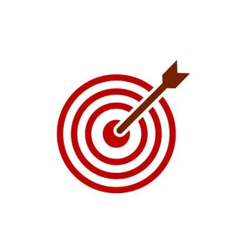 Bow, center, focus, target icon. Vector illustration, flat design. Stock Illustration
