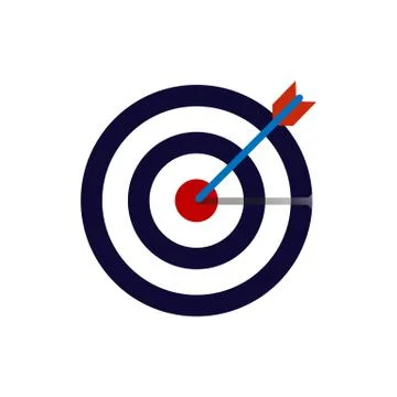 Bow, center, focus, target icon. Vector illustration, flat design. Stock Illustration