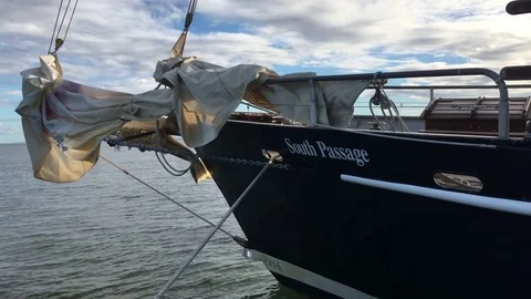 Bow Of Classic Training Schooner Stock Footage 75434280