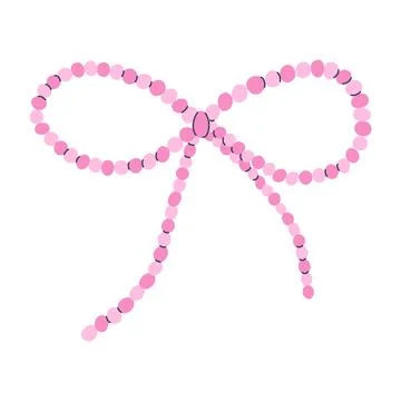 Bow design with pink beads in simple knot suitable for decor Stock Illustration