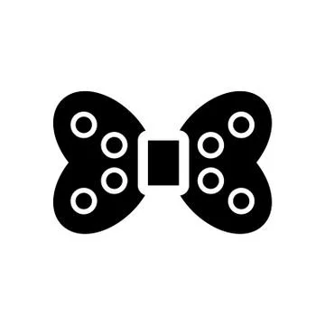 The bow dotted vector icon. Black and white bow illustration. Solid linear Stock Illustration