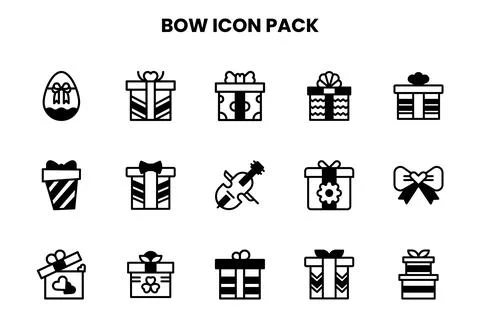 Bow DuoTone Set Icons Pack Stock Illustration