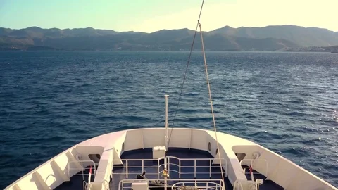 Bow of a ferry on the ocean Stock Footage 79754396